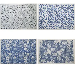 1pc Pottery Clay Bamgaralı Renkli Çiçek Kağıdı Jingdezhen Mavi ve Beyaz Porselen Transfer Kağıdı Yüksek Sıcaklık Çıkartma Kağıdı