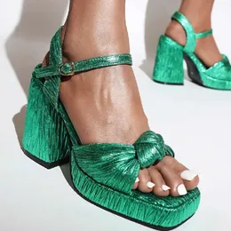 418 Green Sier Women Sandals Platform Summer Platform Sexy High Peep Toe Pink Heels Dance Scarpe Ladies 781