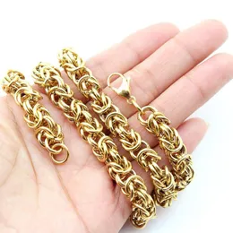 Łańcuchy moda 7,5 -calowa ze stali nierdzewnej złoto srebrne czarne okrągłe koło bizantyjski łańcuch mężczyzn mężczyzn biżuteria bransoletki bransoletki
