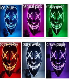2020 Yeni Cadılar Bayramı Korku Maskesi LED Puraj Kapak Seçim Maskara Kostüm DJ Partisi Aydınlatma Maskeleri Seçim için Koyu Renklerde Parıltı 7506821