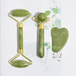 Natural Jade Gouache Stone Gua SHA Schaber für Gesicht Hals Hebe Rückgang Pressotherapie Anti -Cellulite -Massagebaste Guasha Massage -Werkzeuge