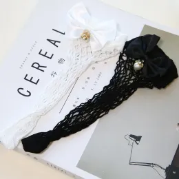 Chic Ladies Fishnet Socken Absatz mit Bogenperlen Frauen lustig Harajuku Atmungsaktiv