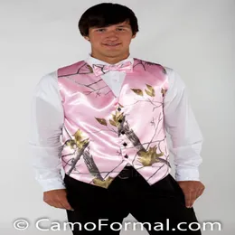 Camo Groom Vests Custom Made Comouflage Vest Groom Wear Realtree AP Pink 2622