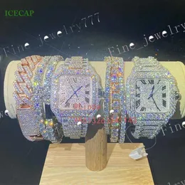 Hip -Hop -Schmuckmedizinized Moissanite Watch Luxus VVS Moissanite Diamond Buss Down Automatic Watch for Men