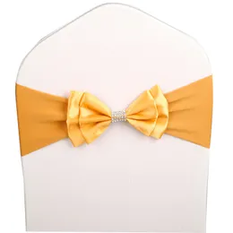 Cadeira de cadeira de cetim de casamento Sash Shandex Lycra Bow Tie Band feito para uso em Banquet Hotel Birthday Party Luxury Decoration