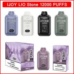 Novo Ijoy Lio Stone 12000 12k Puffs E Cigarros descartáveis Vapes Disponível 650mAh Charging Charging 18ml POD pré-enchido com tela digital 15 sabores 5%