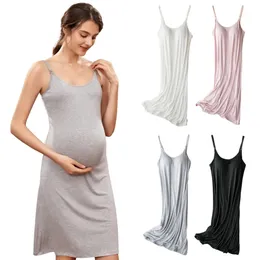 Pregnancy Mother Nursing Nightgown Loose Strappy Dresses Summer Sleeveelss Breastfeeding Sleepwear With Padded 240524