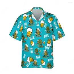 Men's Casual Shirts Hawaiian Short Sleeve Shirt Vintage Fashion Clothing Beach Beer Harajuku Plus Size Shir