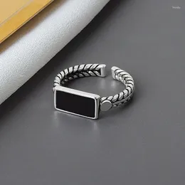 Clusterringe NBNB Retro Silber Farbe Trendy Geometrischer verstellbarer Ring für Frauen Männer Mode Eröffnung Party Finger Juwely Girl Geschenk