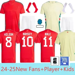 Jersey de futebol 24/25 do País de Gales Red Allen Bale Ramsey Camisa Nacional James Wilson Brooks Giggs Away Men Kit Kit Jersey Futebol Uniform