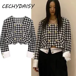 Kurtki damskie Houndstooth Suits Kobiety Dwumijany designerski designerski moda z długim rękawem w ubraniach elegancka kurtka ropa