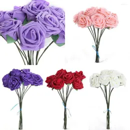 Flores decorativas 2024 10pcs 5,5 cm de espuma artificial buquê de rosa para casamento de noiva de casamento