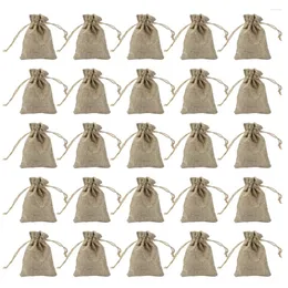 Aufbewahrungstaschen 25pcs Verpackung Wäsche Geschenke Schmucktasche Geburtstag mit Kordelstring rustikal für Süßigkeiten natürliche Sackleinen kleine Hochzeit