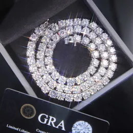 RTS 2 مم-6.5 ملم VVS Moissanite الماس التنس سوار قلادة مجوهرات راقية 925 الفضة الاسترليني للرجال النساء