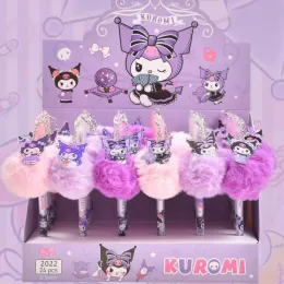 24pcs/lot yeni varış peluş top kolye jel kalem kuromi melodi karikatür peluş kawaii öğrencileri kırtasiye sevimli okul imza kalem toptan