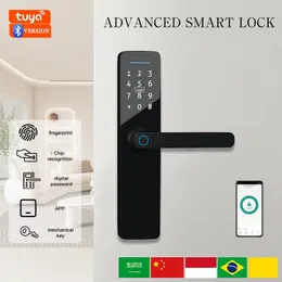 Phipulo Tuya Digital Electronic Lock Smart Door Lock Smart Home Деревянный дверной замок биометрический отпечаток пальцев Без ключа разблокировки 240510