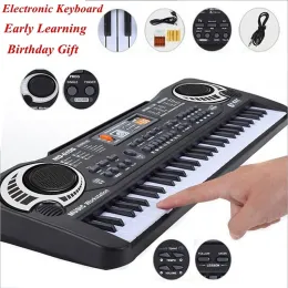 61 키 아이 전자 키보드 피아노 마이크 악기 악기 USB 디지털 전기 장기 선물 어린이를위한 장난감