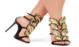 2020 Rhinestone Angel Wings Stiletto Lady High Heels Sandals Tribute Rom Style Designade Pumpar Party Dress Shoes Leaf 11cm klackar S8069833