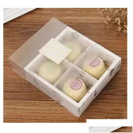 Gift Wrap Wraps 100Pcs/Lot Transparent Frosted Cake Box Dessert Arons Mooncakes Boxes Pastry Packaging Drop Delivery Home Garden Festi Dh86E