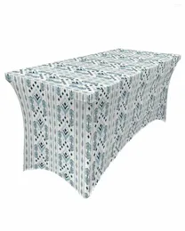 Table Skirt Retro Diamond Block Abstract Rectangular Elastic Wedding El Cover Holiday Dining Tablecloth