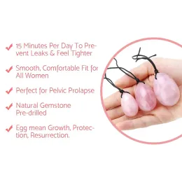 Natural Rose Quartz Yoni Egg Set Jade Egg Vaginal Muscle Firming Kegel Exercise Crystal Yoni Wand Feminine Hygiene Massage Stone