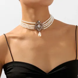 Collana di perle intagliata royal barocca vintage KMVEXO per donne Accessori per il collo per perle da sposa per perle da sposa gioielli 240511
