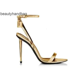 TOM FORDS DRESSÃO DE PADLOCK MULHERM MULHERES 23S ELEGENTE PONTO PONTY NAKED SANDALS SAPATH HARDWARE BLOCK E key Women Metal Stiletto Party Party Wedding EU35-43 -43 -HEEL 2219