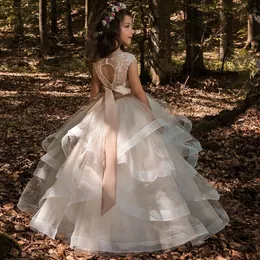 Flower Girl Dresses Tulle 2023Beading Applicated Pageant for Girls First Communione Kids Prom 240517