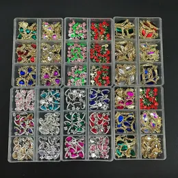 1Box ​​3D Nail Rhinestones Heartplanet Nail Charms smycken Glass Luxe Nail Parts Diamond Crystal Nails Art Decoration Accessories 240524