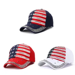 UPS Trump Rivet Party Hats Make America Great Diamond Bling Star Flag Baseball Cap Beach Sun Hat Unissex Z 5.24