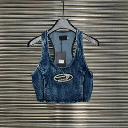 Briefbohrmaschine Denim Vest Jeans Frauen Designer Slim Hollow Out Crop Tops Street Style Street Style Classic Denim Bell Bottoms