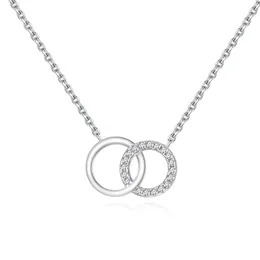 Diamentowy naszyjnik z podwójnym pierścieniem S925 Czysty srebrny wisiorek mały i wszechstronny modny i minimalistyczny 240524