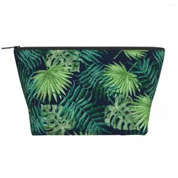 Bolsas de armazenamento Folhas tropicais Zip da selva Os organizadores da palma da palma da mão de maquiagem bolsa de maquiagem diariamente de grande capacidade cosmética