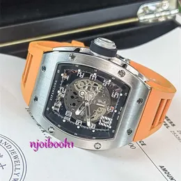 Дизайнер wactch RM010 Автоматические механические часы мужские мужские часы для бочки в форме часов спортивные досуг многофункциональный полый большой циферблат светящиеся водонепроницаемые часы
