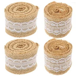 Table Cloth 4 Rolls Delicate Gift Ribbon Handcrafted The Packaging Tape Wear-resistant Jute Decorative Wrapping Christmas