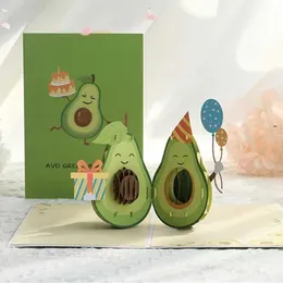 Gift Cards Greeting Cards 3D Up Avocado Birthday Card Handwritten Blessing Thank You Card Decoration Expression Blessing Gift Attachment WX5.22