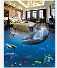 Sfondi decorazioni per la casa delfini underwater world 3d stereoscopico bagno soggiorno pavimento in PVC sfondo
