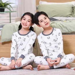 Pijama para meninos de algodão de algodão da primavera Crianças crianças meninas pamas panda roupas de desenho animado ternos de roupa de noite pijama infantil L2405