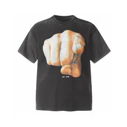 24SS Summer Usa Pingers Печать на печати Иисус вымытая винтажная футболка для мужчин с коротким рукавом с коротким рукавом.