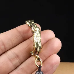Brass Zodiac Tiger Animal Keychain pingente de pingentes de cobre Floresta King Chairings Handmade de corda de corda