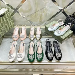 Designer kvinnors casual single skor ko läder ljus lyx vatten diamant ädla känsla pannband bakluft mångsidig för daglig pendling