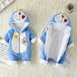 Neugeborenes Junge Mädchen Doraemon Pooh Bär Kleidung Tier Cartoon Kapuze -Overalls Winter Baby Pamas Onesies Kinder Nachtwäsche L2405