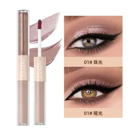 Qi Doublehead Glitter Liquid Eyeshadow Contour Blush Pigment Silkworm Shimmer Matte Natural Cheek Shadow Cream Eyes Makeup 240523