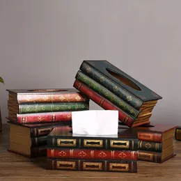 Vintage europejska książka symulacyjna Tkanki Tkanki drewniane kreatywne papierowe do przechowywania pudełko do przechowywania salon jadalnia kuchnia dekoracja jadalni 240509
