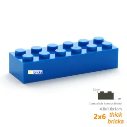 40pcs Bulk -Bausteine dicke Figuren Ziegel 2x6 Punkte pädagogische kreative Größe kompatibel mit 2456 Plastikspielzeug für Kinder