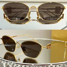 Óculos de sol designer lentes espelhadas lentes de metal polido de ouro moldura de moldura de sol para mulheres lw40115u proteger os olhos de luxo com óculos anti-uv400 de óculos
