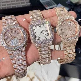 Заводские индивидуальные часы роскошные VVS Moissanite Diamond Watch 925 Silver Hiphop Full Iceed Out Moissanite Watch