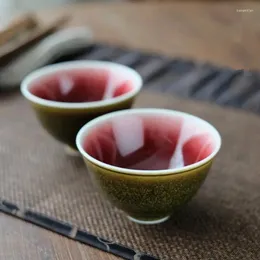Tazze grassata glassa da tè da 80 ml belle tazze set rosse per cerimonia tacano di tè verde 6 persone tasse deng
