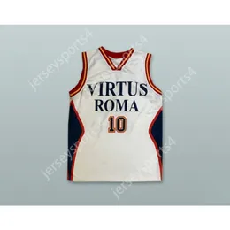 Niestandardowe dowolne nazwisko dowolna drużyna Virtus Roma 10 biała koszulka koszykówki Wszystkie zszywane rozmiar S M L XL XXL 3xl 4xl 5xl 6xl najwyższej jakości