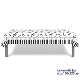 130*220cm Music notes Disposable Tablecloth piano Table cover for music Birthday Party Supplies